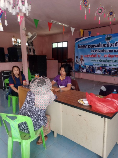 งานสาธารณสุขและงานป้องกันบรรเทาสาธารณภัย สำนักปลัดองค์การบริหารส่วนตำบลประทัดบุ ได้จัดโครงการรณรงค์และป้องกันโรคพิษสุนัขบ้า พ.ศ.2567 ระหว่างวันที่ 17 - 20 มิถุนายน พ.ศ.2567